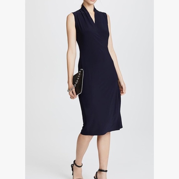Norma Kamali Dresses & Skirts - Norma Kamali Black Midi Dress Stretch Jersey Knit Funeral Mature Wedding Guest
